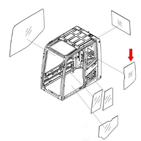 Aftermarket 2A5-53-11911 Rear Side Window Glass For Komatsu Excavator PC 360LC-11 PC390LC CAH40-0116